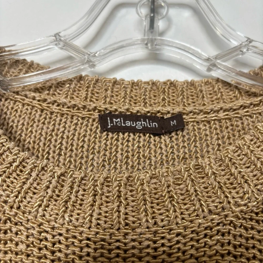 J.McLaughlin Metallic Knit Sweater‎ Tan Gold Medium - Picture 4 of 5